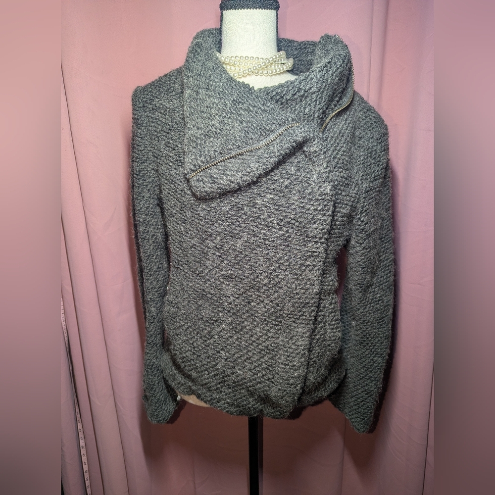 BLANK NYC Asymmetrical Zip Wool Blend Sweater/Jacket Medium